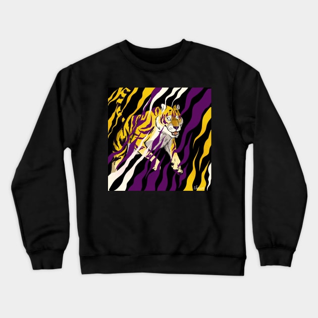 PRIDE- Nonbinary tiger Crewneck Sweatshirt by Cariboou